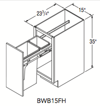 BASE WASTEBASKET FULL HEIGHT (15"W x 35"H x 23.75"D) 