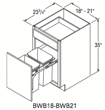 BASE WASTEBASKET (18"W x 35"H x 23.75"D) 