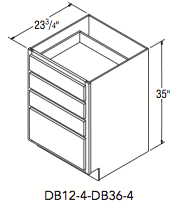 DRAWER BASE W/4 DRAWERS (12"W x 35"H x 23.75"D) 