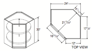 DIAGONAL CORNER ROTO (24"W x 30"H x 12"D) 