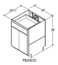 PENINSULA BASE DOUBLE DOOR (24"W x 35"H x 23.75"D) 