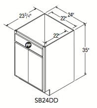 SINK BASE DOUBLE DOOR (24"W x 35"H x 23.75"D) 