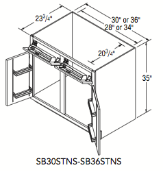 SINK BASE SUPERCAB NO SHLF (30"W x 35"H x 23.75"D) 