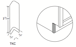 Toe Kick Cap (quantity: 1), for use on ends of Toe Kick material, 4"H x 3/4"W x 3/4" thick