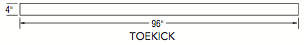 Toe Kick, 96"L x 4"H x 1/4" thick, finished on one side