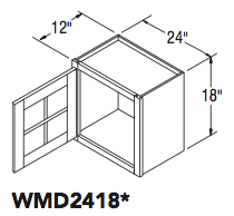 WALL CABT W/MULL DOOR (24"W x 18"H x 12"D) 