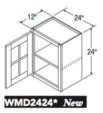 WALL CABT W/MULL DOOR (24"W x 24"H x 12"D) 