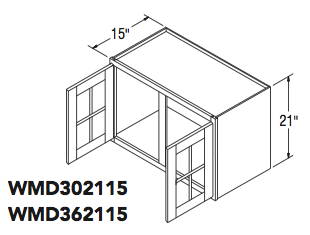 WALL CABT W/MULLION DOOR (36"W x 21"H x 15"D) 