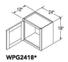 WALL CABT PREP/GLASS (24"W x 18"H x 12"D) 