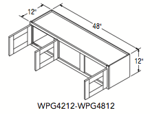 WALL CABT PREP/GLASS (42"W x 12"H x 12"D) 