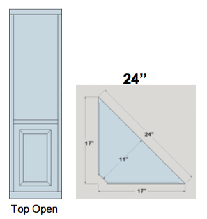 AWB 3-Sided Corner Cupboard with Open Top (-3CC1) 24"W x 78"H x 11"D inside