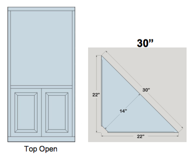 AWB 3-Sided Corner Cupboard with Open Top (-3CC1) 30"W x 78"H x 14"D inside