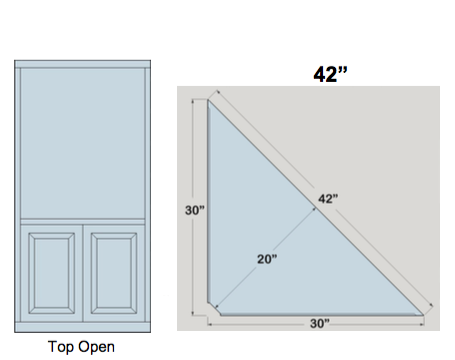 AWB 3-Sided Corner Cupboard with Open Top (-3CC1) 42"W x 84"H x 20"D inside