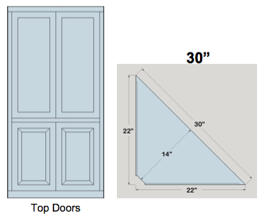 AWB 3-Sided Corner Cupboard with Top Doors (-3CC2) 30"W x 78"H x 14"D inside