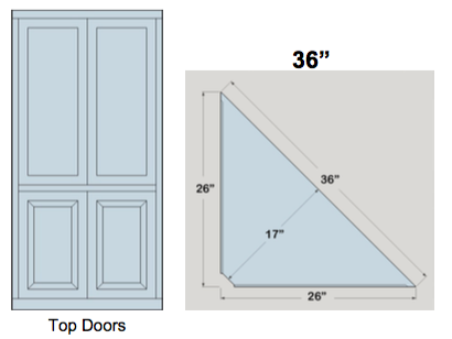 AWB 3-Sided Corner Cupboard with Top Doors (-3CC2) 36"W x 72"H x 17"D inside