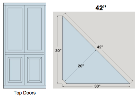 AWB 3-Sided Corner Cupboard with Top Doors (-3CC2) 42"W x 84"H x 20"D inside