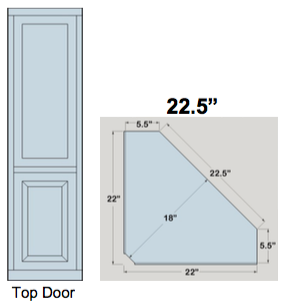 AWB 5-Sided Corner Cupboard with Open Top (-5CC2) 22.5"W x 72"H x 5.5"side depth