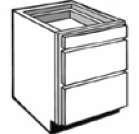 B3D36: Kitchen 3-Drawer Base Cabinet, 36"w x 34 1/2"h x 24"d