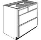B4DS27: Kitchen 4-Drawer Split Base Cabinet, 27"w x 34 1/2"h x 24"d