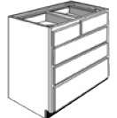 B5DS30: Kitchen 5-Drawer Split Base Cabinet, 30"w x 34 1/2"h x 24"d