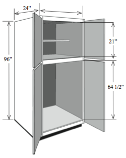 BBC3384: Kitchen Base Utility Cabinet, 33"w x 84"h x 24"d