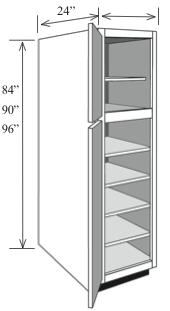 BBCA2184: Kitchen Base Utility Cabinet with Shelves, 21"w x 84"h x 24"d