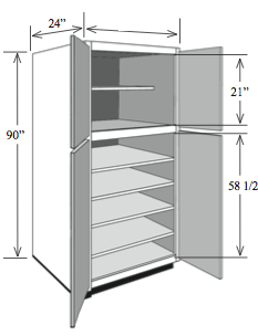 BBCA3084: Kitchen Base Utility Cabinet with Shelves, 30"w x 84"h x 24"d