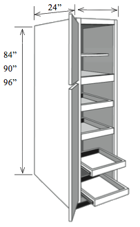 BBCP1896: Kitchen Base Pantry Cabinet, 18"w x 96"h x 24"d