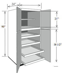 BBCP3684: Kitchen Base Pantry Cabinet, 36"w x 84"h x 24"d