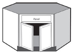 BSD48: Kitchen Diagonal Sink Base Cabinet, 48W along the wall x