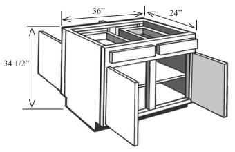 BI36 Kitchen Island Base Cabinet 36 w x 34 1 2 h x 24 d BI36 Kitchen Island Base Cabinet 36 w x 34 1 2 h x 24 d