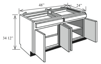 Bi48 Kitchen Island Base Cabinet 48 W X 34 1 2 H X 24 D Custom