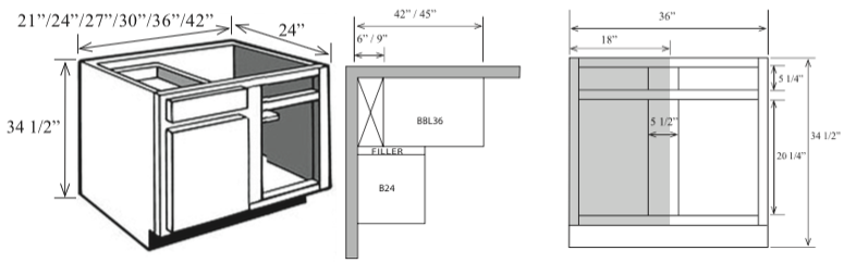 Bl 27 Kitchen Corner Base Cabinet With Blind 27 W X 34 1 2 H X