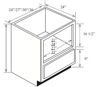 BM30: Kitchen Microwave Base Cabinet, 30"W x 34-1/2"H x 24"D; Custom