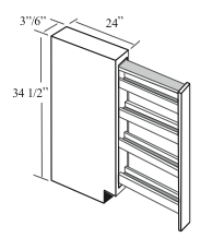 BPS06: Kitchen Base Pull-Out Spice Cabinet, 6"W x 34.5"H x 24"D