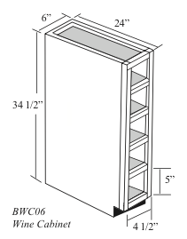 Bwc06 Kitchen Wine Cubby Base Cabinet 6 W X 34 1 2 H X 24 D