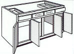 B60: Kitchen Base Cabinet, 60"w x 34 1/2"h x 24"d