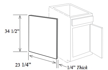 EPS__: End Panel Skin for Wall Cabinet, 11-1/4"W x 1/4" Thick