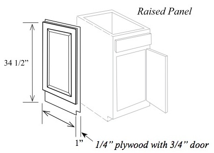 MEP1-RP: Matching Raised End Panel for Base Cabinet, 24"W x 34-1/2"H x 3/4" Thick