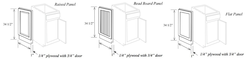 MEP1: Matching End Panel for Base Cabinet, 24"W x 34-1/2"H x 3/4" Thick