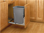 Trash Bin, Single 35-Quart Pull-Out with Full-Extension Slides (Silver Bin & Chrome Frame)