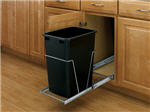 Trash Bin, Single 35-Quart Pull-Out with Lid and Full-Extension Slides (Black Bin & Chrome Frame)