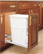 Trash Bin, Single 35-Quart Pull-Out with 3/4-Extension Slides (White)