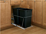 Trash Bin, Double 27-Quart Pull-Out with Full-Extension Slides (Black Bin & Chrome Frame)