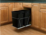 Trash Bin, Double 35-Quart Pull-Out with Full-Extension Slides (Black Bin & Chrome Frame)