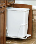 Trash Bin, Single 20-Quart Pull-Out with 3/4-Extension Slides (White)