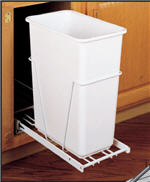 Trash Bin, Single 30-Quart Pull-Out with 3/4-Extension Slides (White)