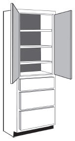 VLD2184: Vanity Linen Closet with Drawers, 21"w x 84"h x 21"d