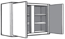 W3030: Kitchen Wall Cabinet, 30"w x 30"h x 12"d