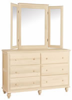 Cottage Dresser 6 Deep Drawers 60"